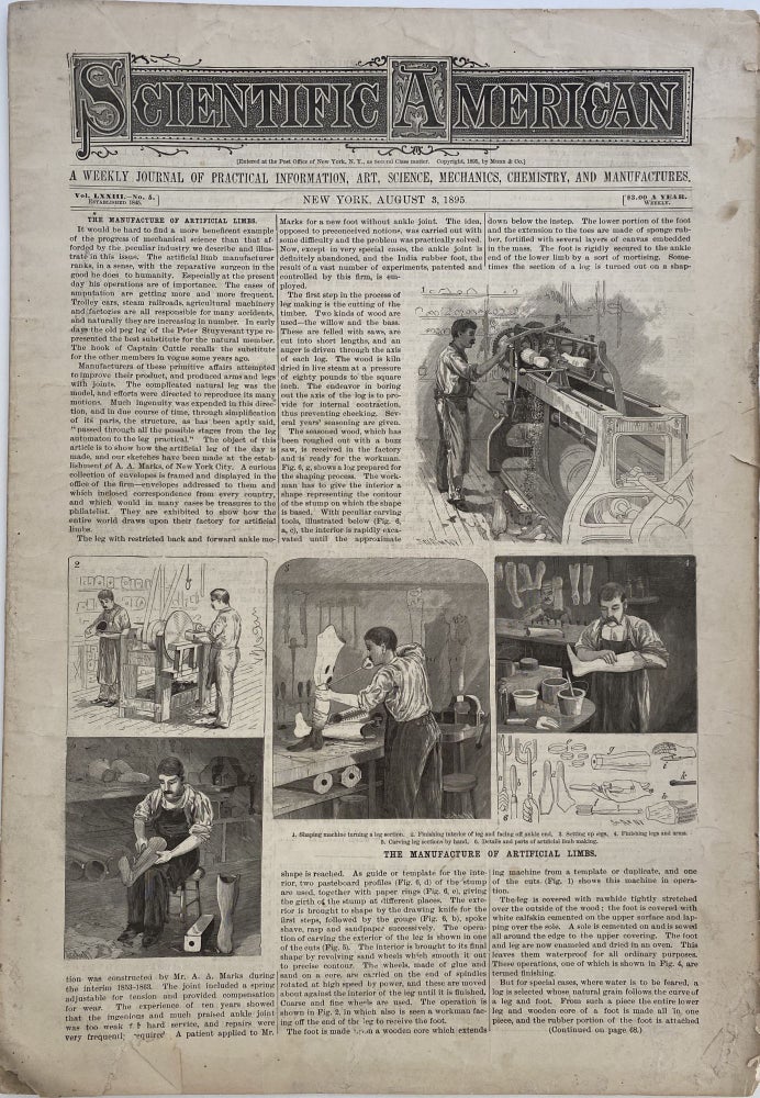 Item #1129 Scientific American, New York, August 3, 1895., Volume LXXIII,, No. 5.