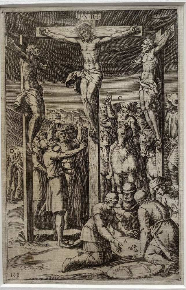 Item #1193 La Crocifixsione, [The Crucifixion], Pl. CXL VIII. Camillo CINGIO, engraver.