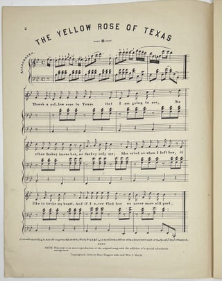 Texas Centennial Edition, The Yellow Rose of Texas Song & Chorus, Composed and Arranged Expressly for Charles H. Brown, by J.K., New York: Firth, Pond & Co., 547 Broadway, 1858