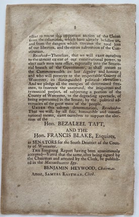 Proceedings of a Convention of Federal Republicans from the South Senatorial District in the County of Worcester, March 11, 1812.