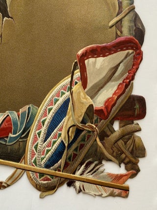 Large embossed paper die-cut of a Moose Head on a stretched skin with embellishments