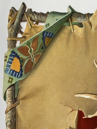 Large embossed paper die-cut of a Moose Head on a stretched skin with embellishments