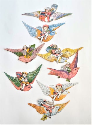 Item #1307 Set of 8 Chromolithographed Die-Cut Paper Ornaments