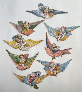 Set of 8 Chromolithographed Die-Cut Paper Ornaments