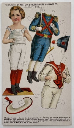 Two Paper Doll Advertising Trade Cards, Compliments of the Western and Southern Life Insurance Company, Cincinnati, Ohio