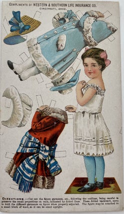 Two Paper Doll Advertising Trade Cards, Compliments of the Western and Southern Life Insurance Company, Cincinnati, Ohio