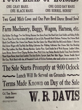 Farm Sale Broadside, 1919
