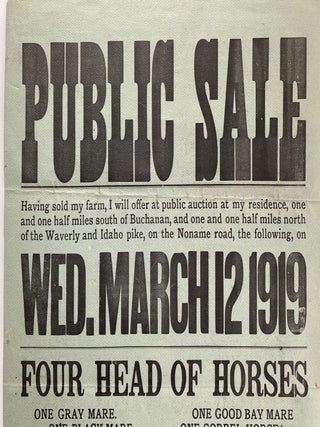 Farm Sale Broadside, 1919
