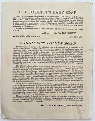 [TRADE CARD] B.T. Babbitt’s Best Soap. “Soap for All Nations. Cleanliness is the scale of Civilization.”