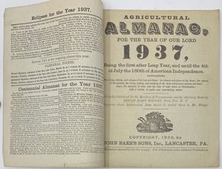 Agricultural Almanac for the Year of our Lord 1937, Being the first after Leap Year, and until the 4th of July the 160th of American Independence.
