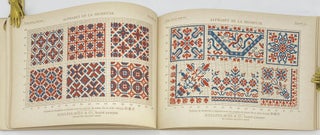 Alphabet de la Brodeuse, Lettres Chiffres, Monogrammes et Ornements a points comptes suivis d’une série de modèles avec calques pour broderie de blanc, Bibliothèque D.M.C.; English: Embroidery Alphabet, Letters, Numbers, monograms and Ornaments with counted stitches followed by a series of examples with transfers for white embroidery, D.M.C. Library.