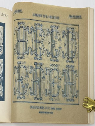 Alphabet de la Brodeuse, Lettres Chiffres, Monogrammes et Ornements a points comptes suivis d’une série de modèles avec calques pour broderie de blanc, Bibliothèque D.M.C.; English: Embroidery Alphabet, Letters, Numbers, monograms and Ornaments with counted stitches followed by a series of examples with transfers for white embroidery, D.M.C. Library.