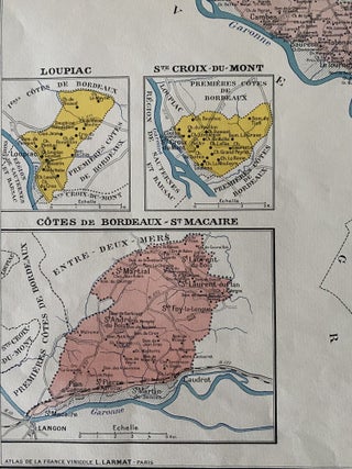 Atlas de la France Vinicole. “Les vins de Bordeaux” : Loupiac, Sainte-Croix-du-Mont, Ières Côtes de Bordeaux, Côtes de Bordeaux St. Macaire.; English: The Atlas of France Winemaking. “The wines of Bordeaux” : Entre-Deux-Mers, Graves de Vayres, and Sainte-Foy-Bordeaux.