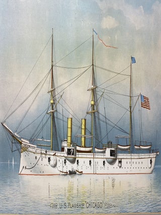 Item #1496 U.S. Flagship "Chicago," Matted and Framed print. Not signed