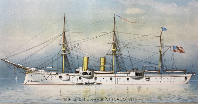 Item #1496 U.S. Flagship "Chicago," Matted and Framed print. Not signed.