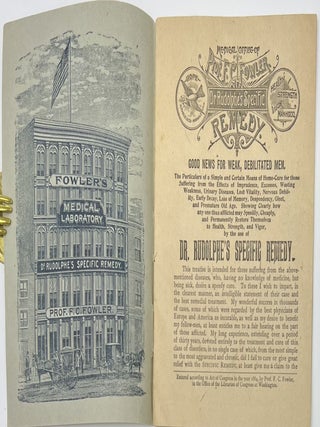 Good News for Weak, Debilitated Men. The Particulars or a Simple and Certain Means of Home-Cure for those suffering from the Effects of Imprudence, Excesses, Wasting Weakness, Urinary Diseases, Lost Vitality, Nervous Debility, Early Decay, Loss of Memory, Despondency, Gleet, and Premature Old Age. Showing Clearly how any one thus Afflicted may Speedily, Cheaply and Permanently Restore Themselves to Health, Strength and Vigor, by the use of Dr. Rudolphe’s Specific Remedy