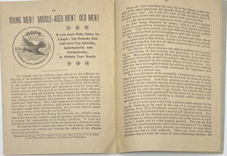 Good News for Weak, Debilitated Men. The Particulars or a Simple and Certain Means of Home-Cure for those suffering from the Effects of Imprudence, Excesses, Wasting Weakness, Urinary Diseases, Lost Vitality, Nervous Debility, Early Decay, Loss of Memory, Despondency, Gleet, and Premature Old Age. Showing Clearly how any one thus Afflicted may Speedily, Cheaply and Permanently Restore Themselves to Health, Strength and Vigor, by the use of Dr. Rudolphe’s Specific Remedy