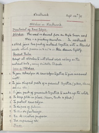 Needlework Notes, Dated from Sept. 4, 1918 through Nov. 11, 1920