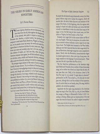 The Negro in Early American Songsters, "Reprinted for private circulation from The Papers of the Bibliographical Society of America, Vol. XXVIII, Part 2. 1934."