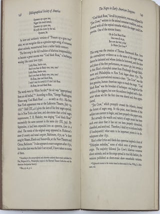 The Negro in Early American Songsters, "Reprinted for private circulation from The Papers of the Bibliographical Society of America, Vol. XXVIII, Part 2. 1934."