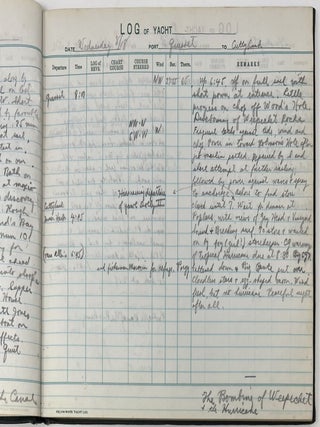 Yacht Log Book of EAG & HBG 1943-4-5-6-7, 48, 49. Yachts Porgy, May Mischief (twice), Sea Witch, Albacore, Blackbird, Snowflake (4) , Last Cruise of the Shanghai. Owners Guthries, 169 East 70 Street, New York City 21, New York.