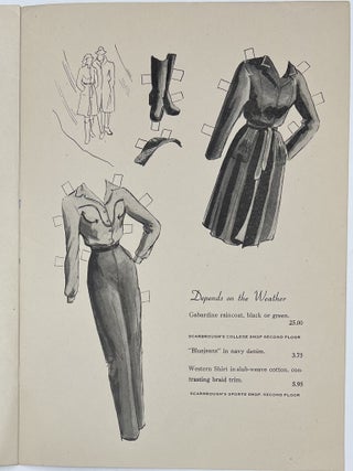 Scarbrough’s Co-ed Paper Doll with fashions for campus occasions…