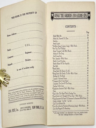 Songs the Soldiers and Sailors Sing! A Collection of Favorite Songs as Sung by the Soldiers and Sailors, “Over Here” and “Over There.” Including Complete Choruses (Words and Music) of 36 of the Most Popular and Most Sung “Newer Songs.”