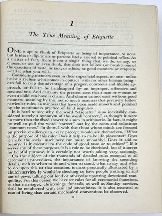 Etiquette “The Blue Book of Social Usage.” Illustrated with Photographs and Facsimiles of Social Forms, New Edition, Completely Rewritten and Reset Including Military and Post-War Etiquette