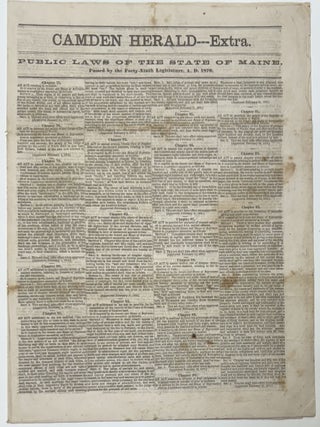 Item #2063 Camden Herald--Extra. Public Laws of the State of Maine, Passed by the Forty-Ninth...