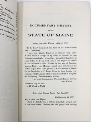 Documentary History of the State of Maine, Vol. XV Containing The Baxter Manuscripts edited by James Phinney Baxter, A.M., Litt. D., Published by the Maine Historical Society, Aided by Appropriations from the State