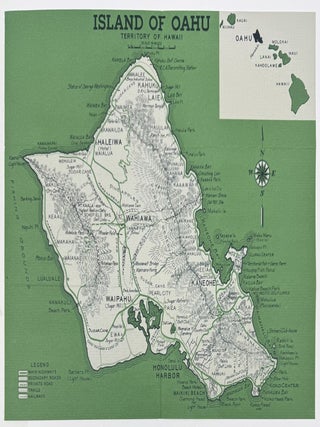 Five Tourist Brochures with Maps of Hawaiian Islands: Hawaii, The Big Island; Kauai, The Garden Island; Maui, The Valley Isle; Oahu, Crossroads of the Pacific; and Molokai, The Friendly Isle