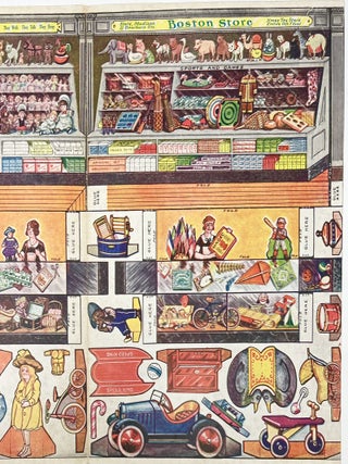 "Boston Store, Xmas Toy Store, Entire 11th Floor, State, Madison & Dearborn Sts." Uncut Paper Toy Shop