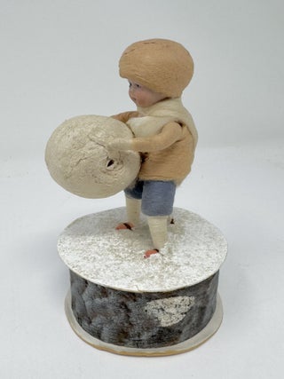 Small German Candy Container with Boy and Snowball
