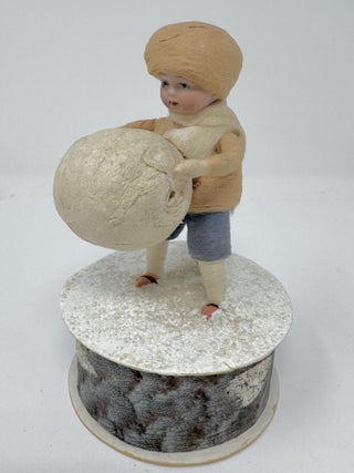 Small German Candy Container with Boy and Snowball