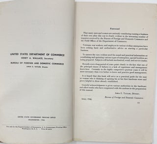 Establishing and Operating a Hardware Store, Industrial (Small Business) Series No. 31. (Originally prepared as and Education Manual for the War Department)