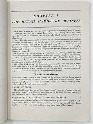 Establishing and Operating a Hardware Store, Industrial (Small Business) Series No. 31. (Originally prepared as and Education Manual for the War Department)