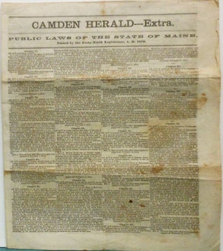 Item #26 Camden Herald--Extra, Public Laws of the State of Maine, Passed by the Forty-Ninth...