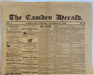 Item #27 The Camden Herald, Vol 1., No. 43, Saturday, November 20, 1869. Camden Herald Newspaper