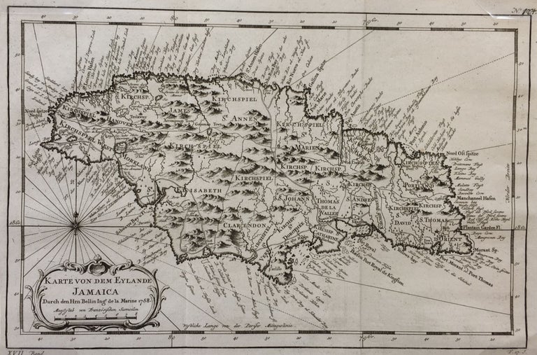 Item #289 Karte von dem Eylande Jamaica. Jacques Nicolas BELLIN.