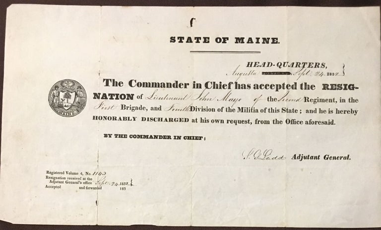 Item #545 State of Maine [Honorable Discharge]