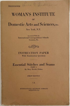 Item #753 Essential Stitches and Seams, Part 1, Instruction Paper with Examination Questions,...