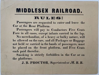 Item #88 Middlesex Railroad Rules. J. B. PROCTOR, Capt. John Ball